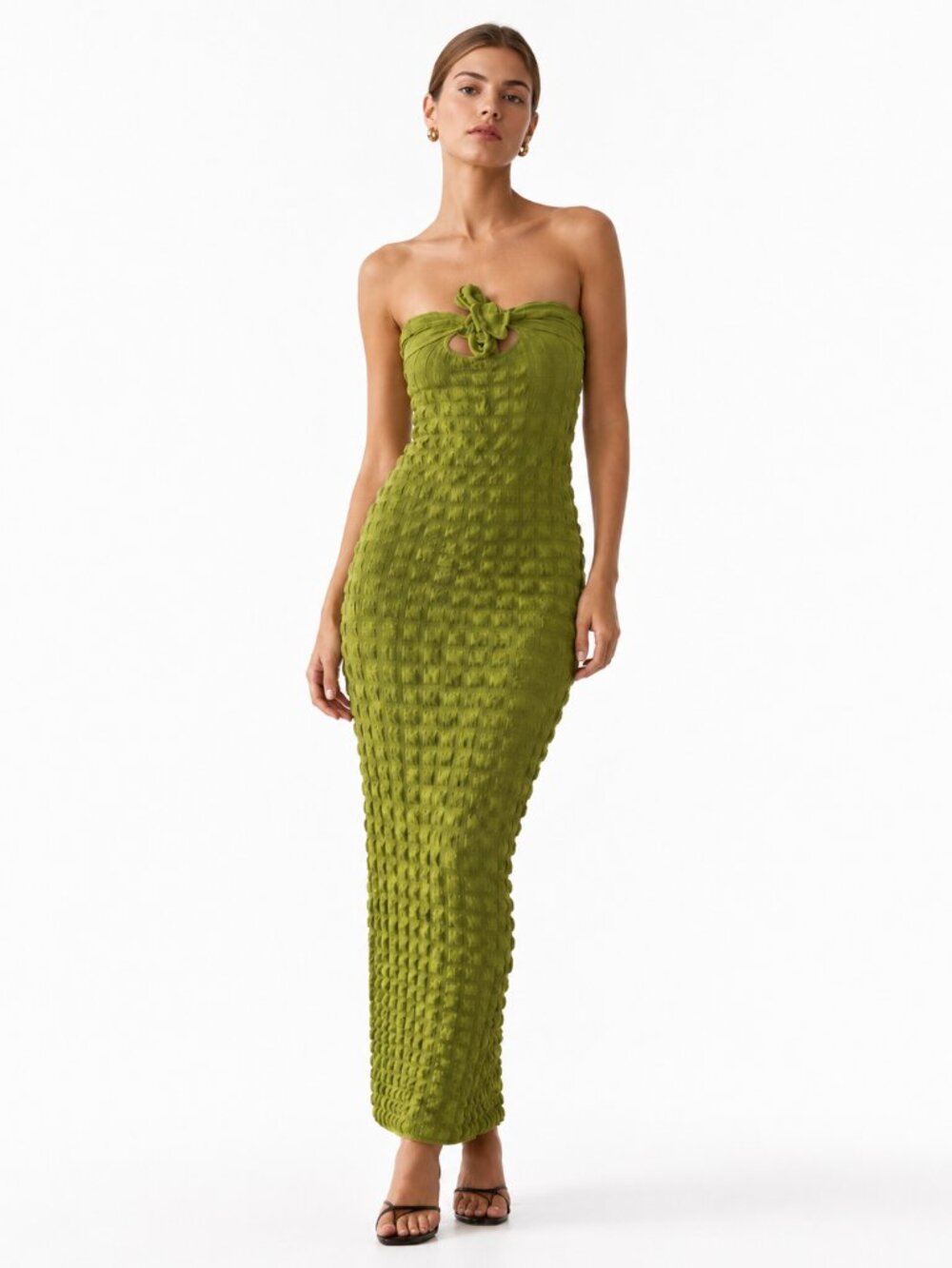 PLT Green Crunch Strapless Maxi Dress – Size 4